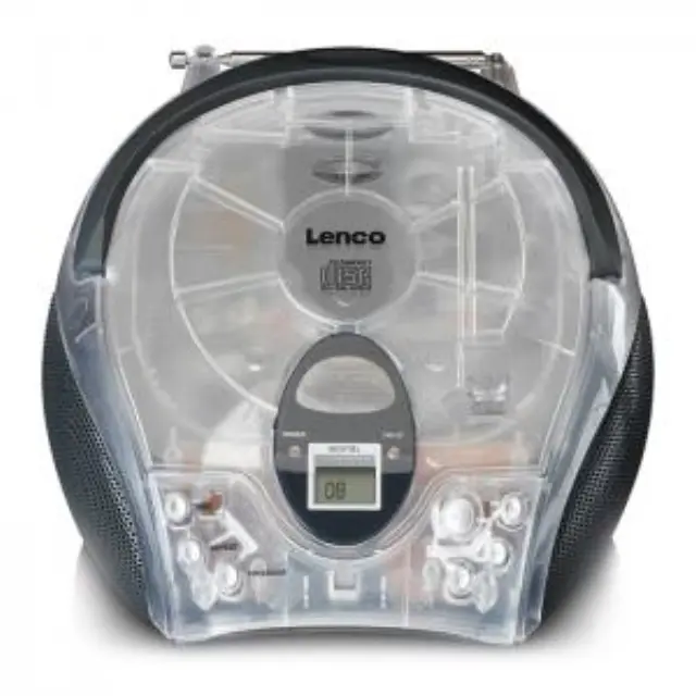 Φορητό ραδιόφωνο με CD και οθόνη LCD, σε διαφανές/μαύρο χρώμα. 2