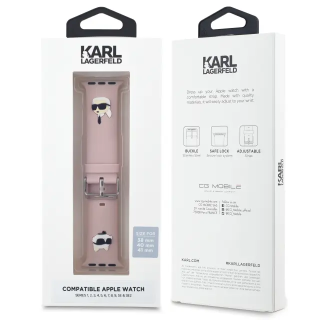 Karl Lagerfeld Karl and Choupette Head NFT Watch Strap for Apple Watch 38/40/41 Pink 3
