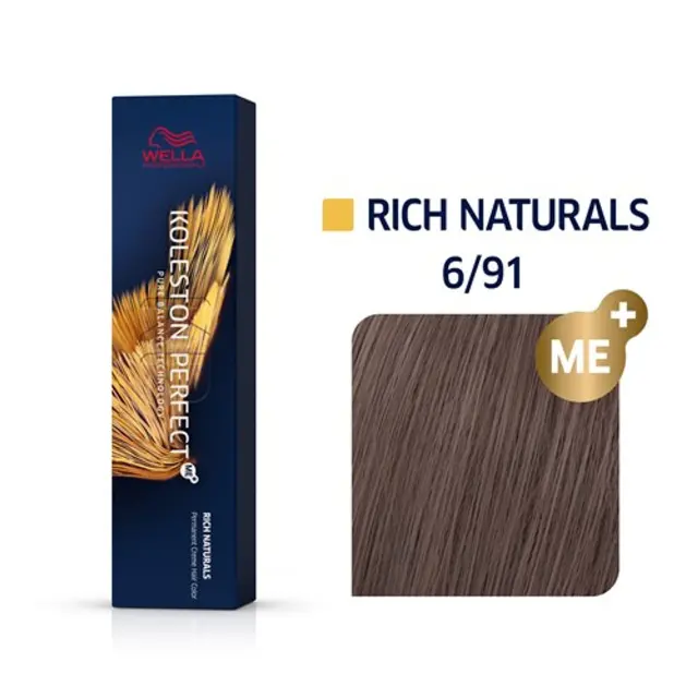 Wella Professionals Koleston Perfect Me+ Rich Naturals Βαφή Μαλλιών 60ml - 6/91 Σκούρο Ξανθό 2