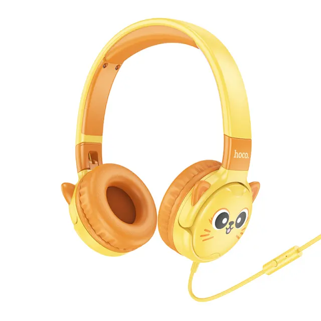 Ακουστικά Kids Hoco W61 με Μικρόφωνο 3.5mm Κίτρινα 1.2m