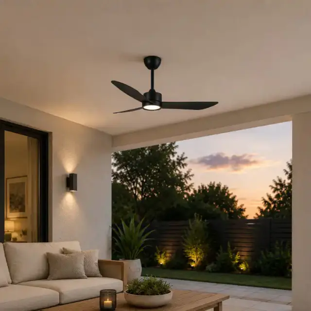 Αδιάβροχος Ανεμιστήρας Οροφής IP66 LED Φ127 20W με Τηλεχειριστήριο Μαύρος DC 31W Μαύρο
