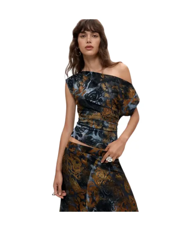 Desigual -Γυναικείο Ασύμμετρο Πλεκτό Τοπ Dublin 26WWTK27-5031 Πολύχρωμο