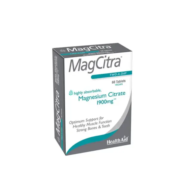 Health Aid | MagCitra Magnesium Citrate 1900mg | Κιτρικό Μαγνήσιο Υψηλής Ποιότητας | 60 ταμπλέτες