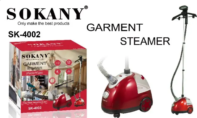 Sokany SK-4002 Ατμοκαθαριστής Ρούχων Δαπέδου 1700W με Δοχείο 1.6lt Κόκκινος 3