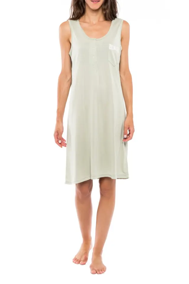 S1114 - Type - NIGHTGOWN SOLID GREEN GEOMETRIC - M