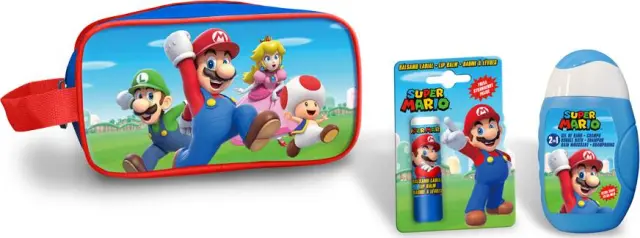 Super Mario Toilet Bag Set Παιδικό Σετ Νεσεσέρ με 2 in 1 Αφρόλουτρο & Σαμπουάν 110ml & Lip Balm