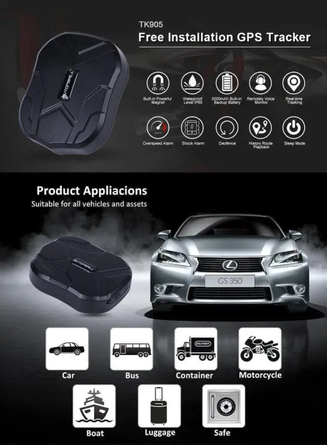 Mini GPS Tracker TK905 GSM για Αυτοκίνητα / Σκάφη / Φορτηγά Αδιάβροχο 3