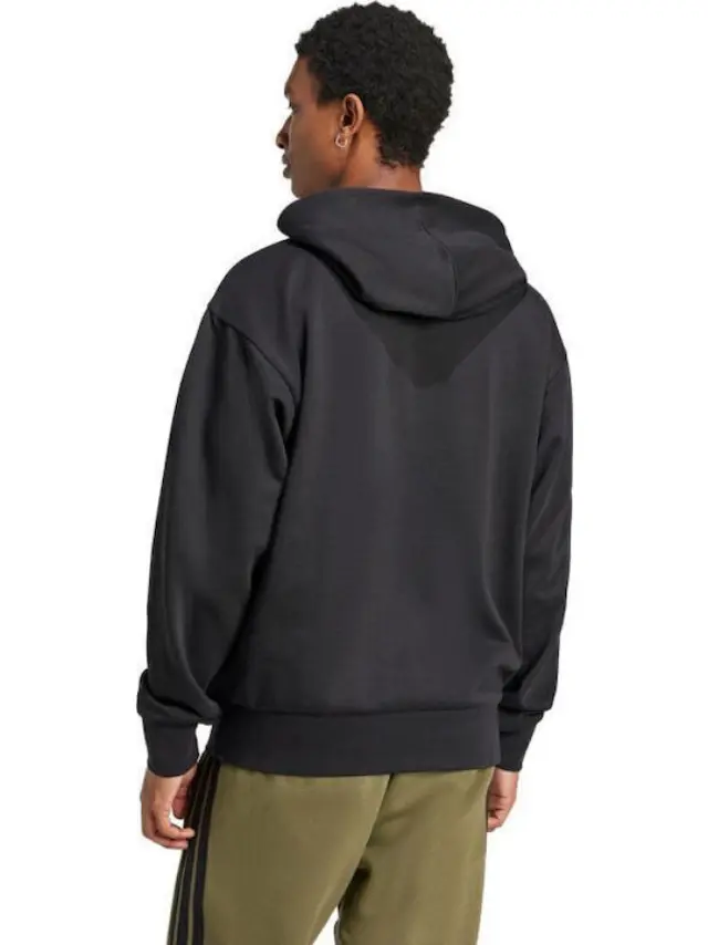 adidasFeelcozy Φούτερ Fleece με Κουκούλα Μαύρο - M 2