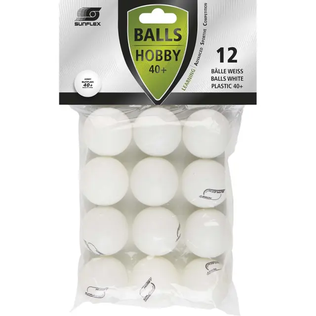 Sunflex Hobby 12 Pack Ping Pong Balls 40+ Άσπρο 97260 (Eldico Sport) - One Size