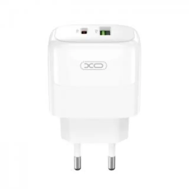 Universal φορτιστής με 2 εξόδους 1xUSB-A & 1xUSB-C, PD20 & QC18W σε λευκό χρώμα 2