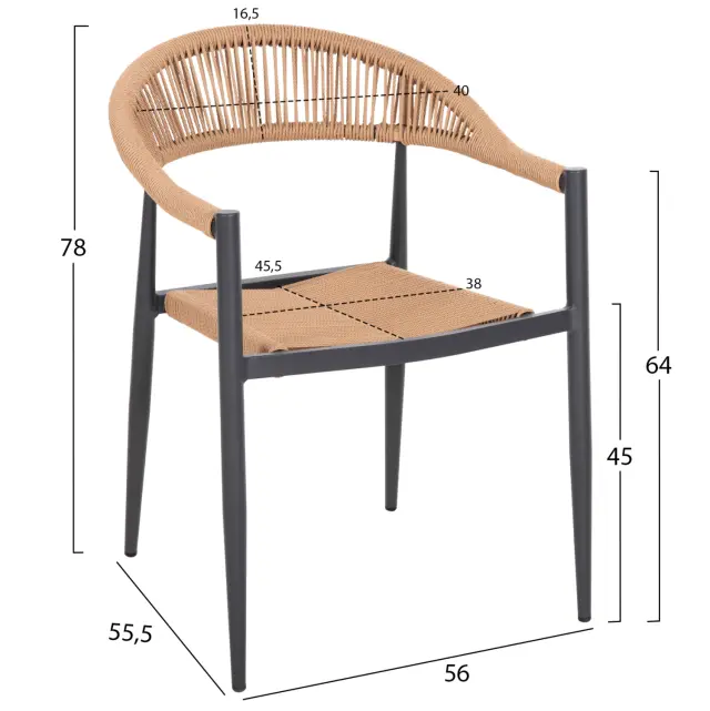 ΠΟΛΥΘΡΟΝΑ ΑΛΟΥΜΙΝΙΟΥ FB95854.02 ΑΝΘΡΑΚΙ PΕ RATTAN ΜΠΕΖ 56x55,5x78Υ εκ. 2