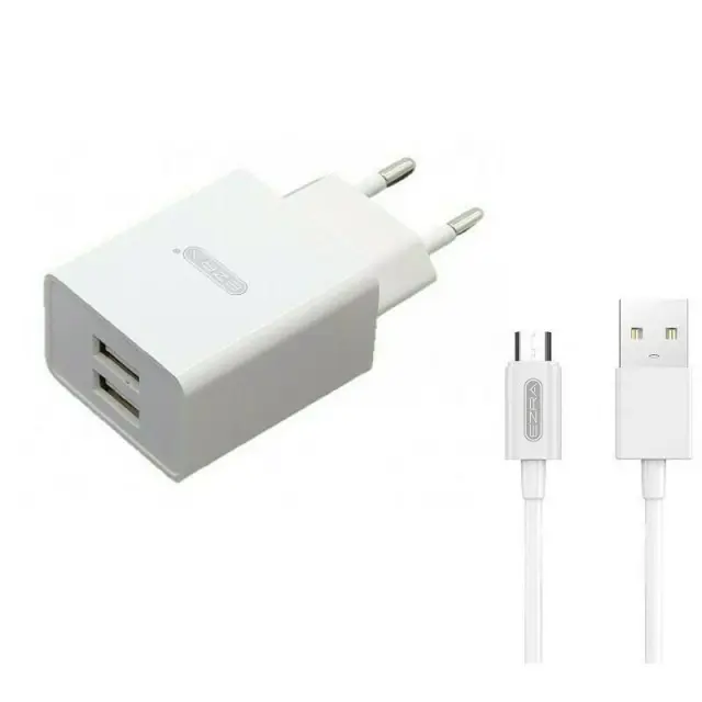 Ezra Φορτιστής με 2 Θύρες USB-A και Καλώδιο USB-C Λευκός (HC48)