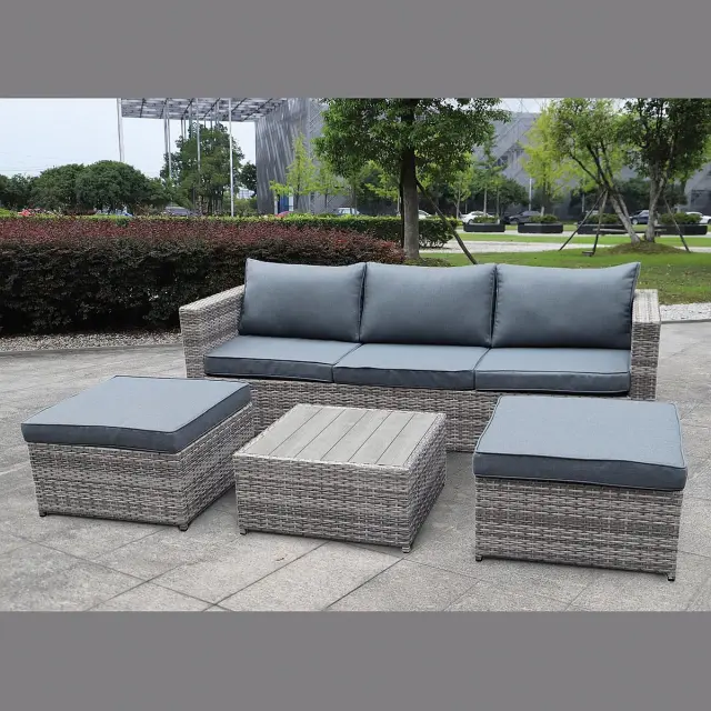 Σετ Σαλόνι Κήπου PRIMERA Γκρι Αλουμίνιο/Wicker 216x76x65/64x64x32/64x64x32cm