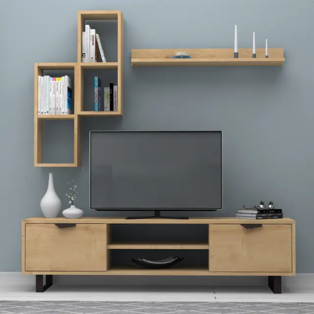 Σύνθεση τηλεόρασης Lonsa Megapap χρώμα φυσικό οξιάς 160x35x40εκ. 3