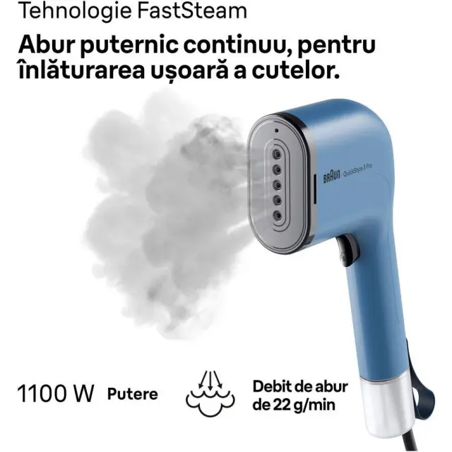 Braun GS3024BL Ατμοκαθαριστής Ρούχων Χειρός 1100W με Δοχείο 120ml Μπλε 2