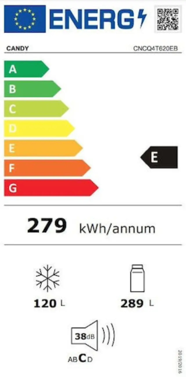 Candy CNCQ4T620EB Ψυγειοκαταψύκτης 409lt NoFrost Υ205xΠ59.5xΒ66.7εκ. Μαύρος 2
