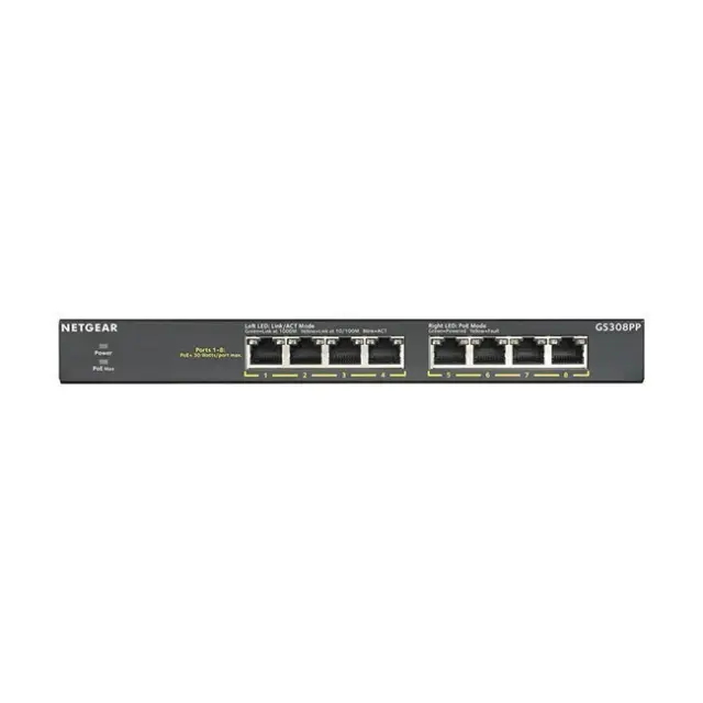 NetGear GS308PP Unmanaged L2 PoE+ Switch με 8 Θύρες Gigabit (1Gbps) Ethernet