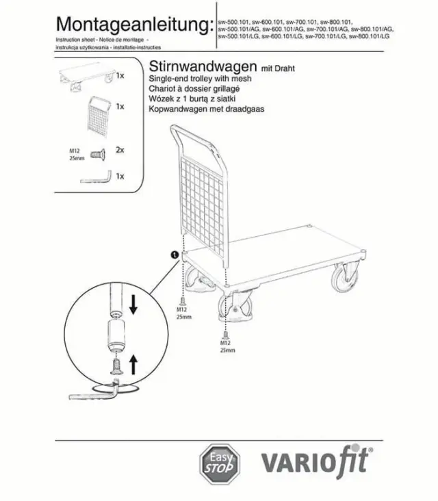 Variofit sw-600.101/AG Τρόλεϊ Μεταφοράς για Φορτίο Βάρους ως 500kg 3