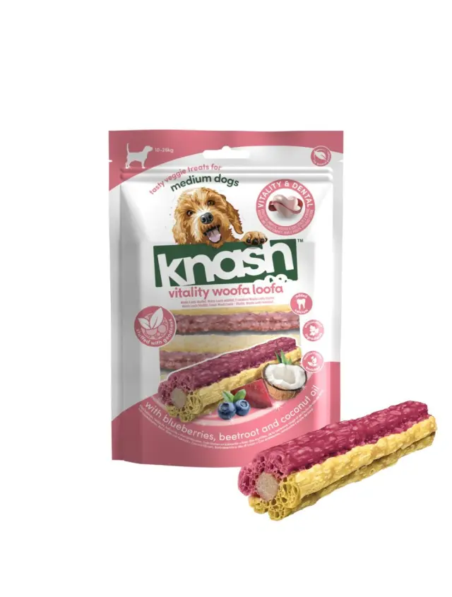 Knash Λιχουδιές Σκύλου για Ζωντάνια με Μύρτιλο, Παντζάρι & Λάδι Καρύδας 182gr Μονόχρωμο