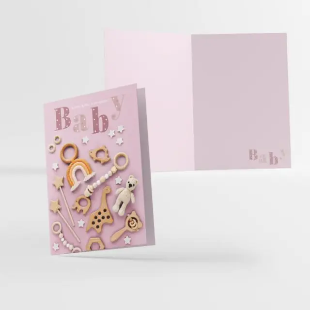 Typotrust Κάρτα Γέννησης Baby 12×17 Ιριδίζον Glitter (LOB34) 2