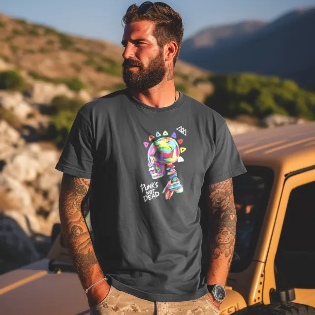 T-shirt Noshame® Ανθρακί με τύπωμα Punk's not De*d - 122413 - XXL