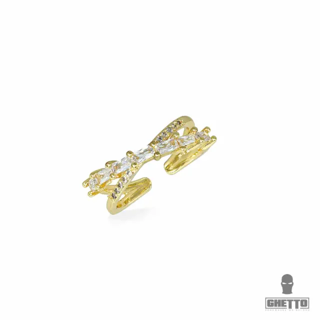 Ghetto Open Cross Adjustable Ring Gold